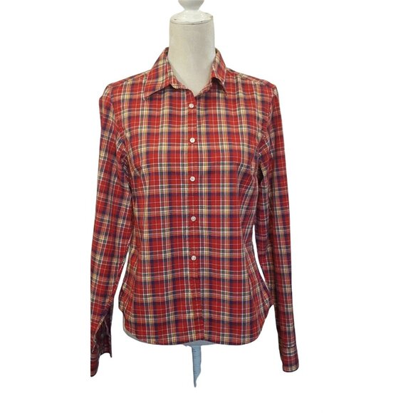Cruel Girl Junior's Shirt Size Medium Red Plaid Western Button Front Long Sleeve - Picture 2 of 8